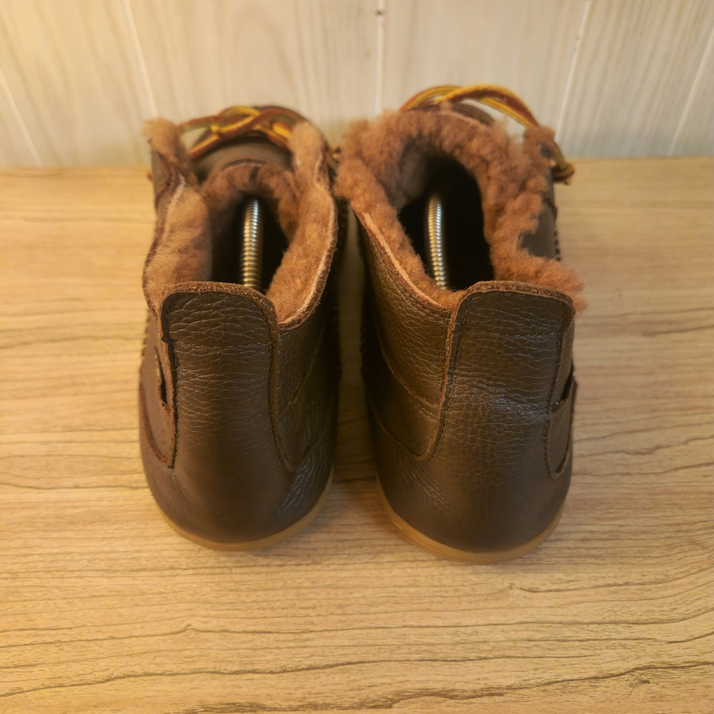 L.L. Bean Men's Leather Moccasin Fur-Lined Slippers - Brown - Size 11 - Picture 4 of 9